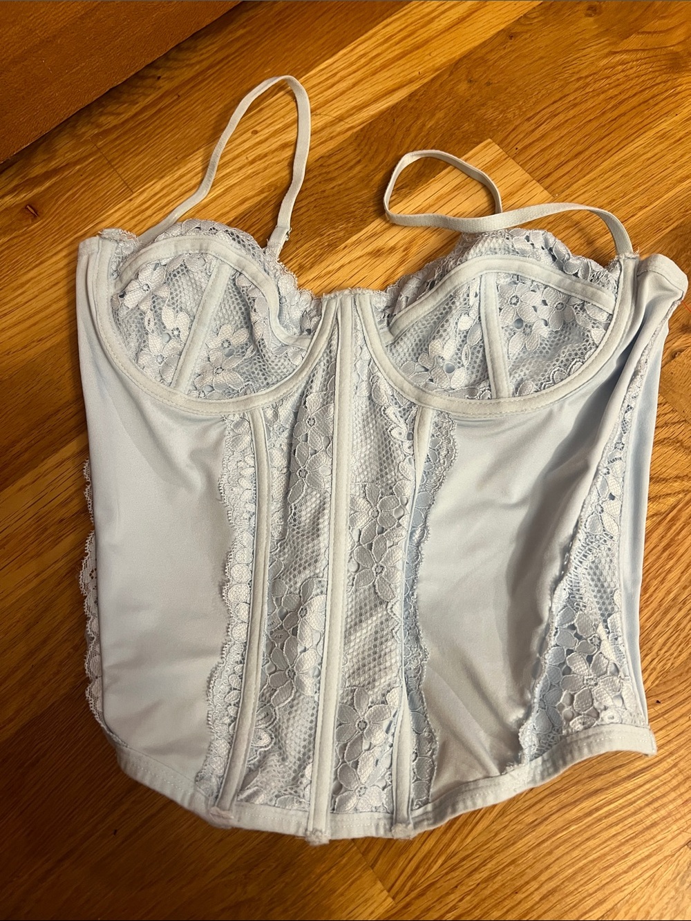 Forever 21 Light Blue Lace Longline Bustier Bra